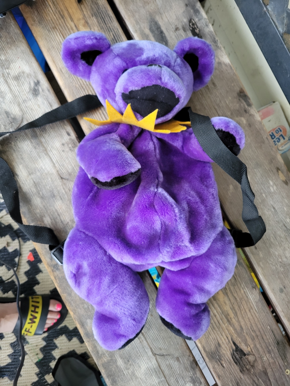 Vintage Grateful Dead PURPLE YELLOW plush bear backpack bag by Steven Smith 1990